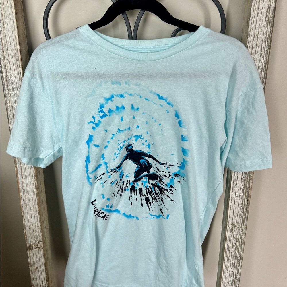Del Sol‎ Color Changing Graphic Surfing T-Shirt - Light Blue Size Small